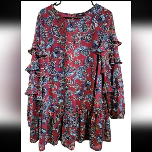 Paisley Ruffle Dress Size Large - Picture 1 of 9
